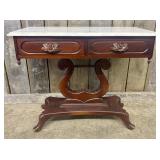 American Empire Style Mahogany Lyre Base Console T