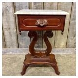 American Empire Revival Lyre Base Side Table with