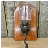 Antique Crystal Wall Mount Coffee Mill 9"X9"X16"