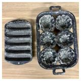 Two Vintage Cast Iron Baking Pans Including a G. G
