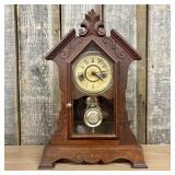 Antique Victorian Wood Gingerbread Mantel Clock At