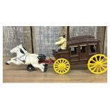 Vintage Horse-Drawn Stagecoach with Driver 3"X12"X