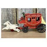 Vintage Horse-Drawn Cast Iron Stagecoach with Two-