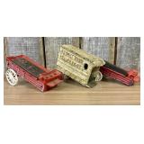 Three Vintage Cast Iron Toy Wagon Components Inclu