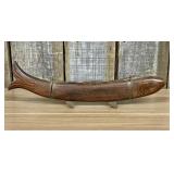 Vintage Indian Hand-Carved Wood and Brass Fish-Sha