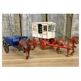 A Pair of Animal-Drawn Toy Wagons 3"X10"X6"