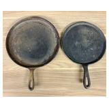 A Pair of Unmarked American Round Cast Iron Griddl
