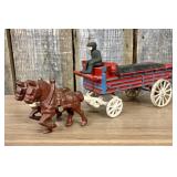 Horse-Drawn Stake-Side Wagon with Team of Two Hors