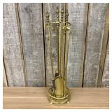 A Five-Piece Regency Style Solid Brass Fireplace T