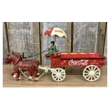 Cast Iron Coca-Cola Horse-Drawn Delivery Wagon Toy