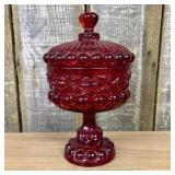 Ruby Red Pressed Glass Eyewinker Pattern Covered C