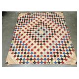 Antique American Postage Stamp Patchwork Quilt 71"