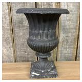 Neoclassical Style Cast Metal Garden Urn with Blac