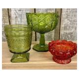 A Trio of Vintage American Pressed Glass Items Inc