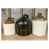 A Trio of Antique American Stoneware Whiskey and M