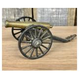 Vintage Miniature Field Cannon with Brass Barrel a