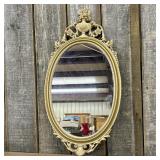 Mid-20th Century Syroco Wood Ornate Oval Wall Mirr