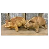 A Pair of Vintage Cast Iron Piggy Banks 4"X7"X4"