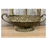 Vintage Ornate Footed Brass Centerpiece Bowl with