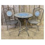 Three-Piece Metal and Mosaic Garden Bistro Set 24"