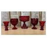 An Assortment of Ruby Red and Amberina Pressed Gla