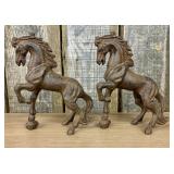 A Pair of Cast Iron Rearing Horse Figurines 3"X7"X