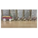 Budweiser Style Cast Iron Horse Drawn Beer Wagon S