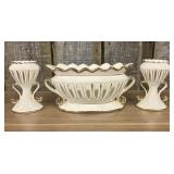 A Trio of Vintage Reticulated Cream and Gilt Ceram