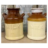 A Pair of Vintage Two-Tone Stoneware Milk Crocks 5