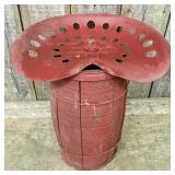 Vintage Rustic Red Painted Metal Tractor Seat Stoo