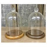 A Pair of Vintage Glass Pocket Watch Display Domes