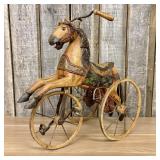19th Century Style Hand Carved Painted Wood Horse