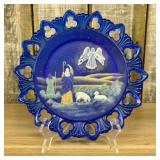 Fenton 1999 Family Holiday Cobalt Blue Hand Painte