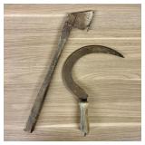 Two Antique Agricultural Hand Tools Including a Sw