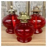 A Trio of Vintage Miniature Ruby Red Glass Pedesta