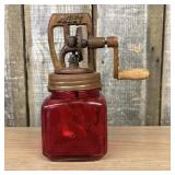 "Dazey" No. 10 Ruby Red Glass Butter Churn 4"X7"X9
