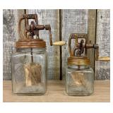 A Pair of "Dazey" Glass Butter Churns No 10 and No