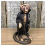 American Painted Cast Iron Seated Monkey Still Ban