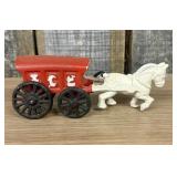 Vintage Cast Iron Horse-Drawn Ice Delivery Wagon 2