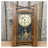 Mission Style Arts and Crafts Oak Mantel Clock Att