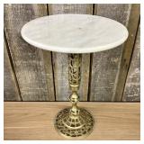 Vintage Hollywood Regency Style Brass and Marble T