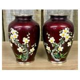 A Pair of Japanese Ginbari Cloisonne Enamel Vases