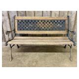 Three-Seater Cast Iron and Hardwood Slat Garden Be