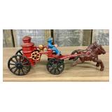Horse-Drawn Fire Pumper Toy with Driver 2.5"X9"X3.