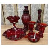 A Seven-Piece Collection of American Ruby Red Pres