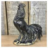 Vintage Cast Iron Crowing Rooster Figurine 4"X7"X9