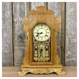 Oak Gingerbread Style Mantel or Wall Clock 5"X15"X