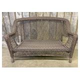 Synthetic Woven Resin Wicker Patio Loveseat in the