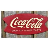 Authorized 1996 Coca-Cola Fishtail Metal Advertisi