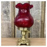 Ruby Red Stipple Star Glass Electric Hurricane Lam